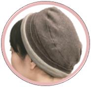 おしゃれヘアキャップ　医療用帽子 282グレー/黒(オーガニックコットン100%使用)